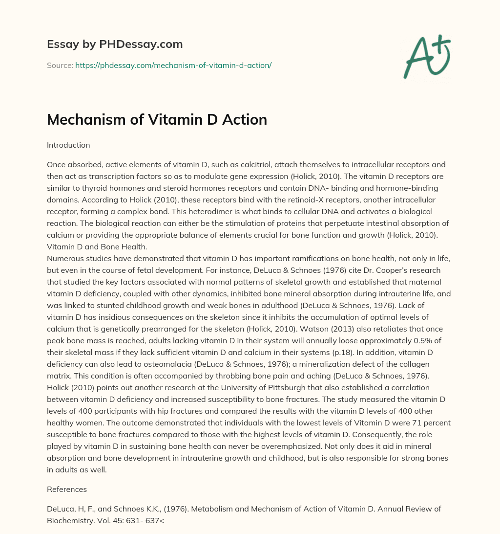 Mechanism of Vitamin D Action essay