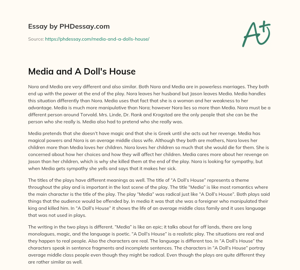 Media and A Doll’s House essay