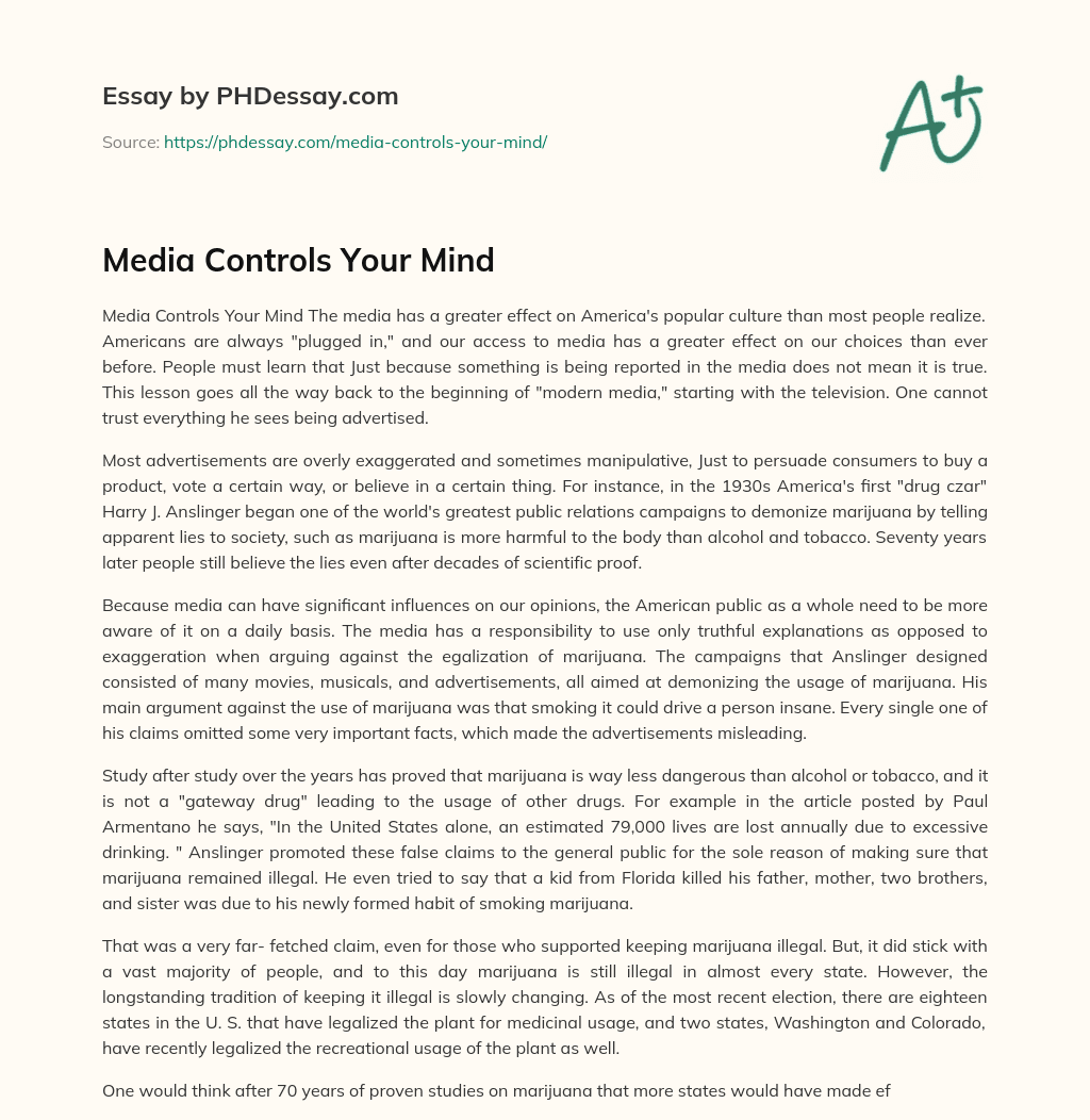 essay on the media controls how and what we think