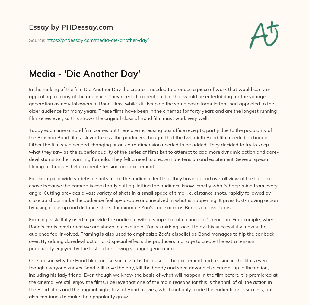 Media – ‘Die Another Day’ essay