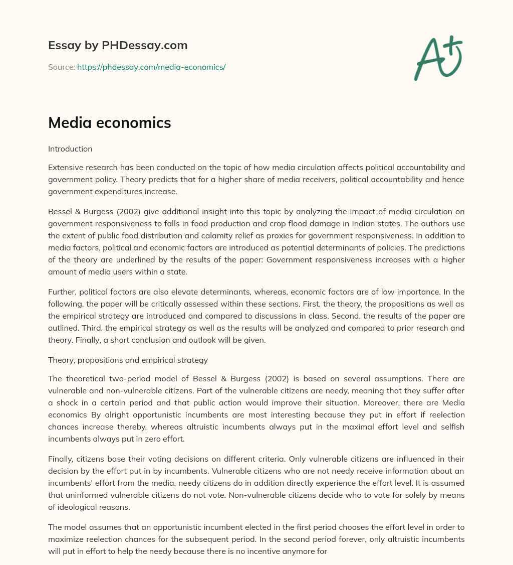 Media economics essay