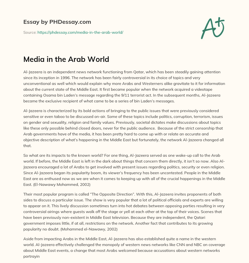 Media in the Arab World essay