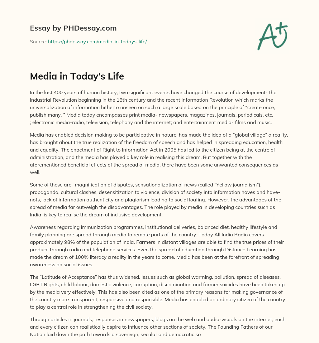 Media in Today’s Life essay