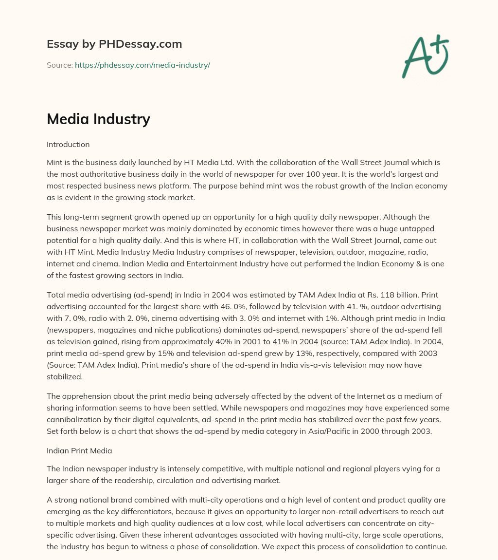 Media Industry essay