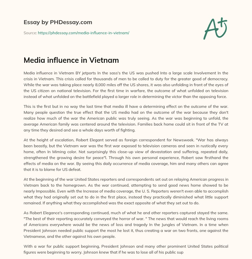 Media influence in Vietnam essay