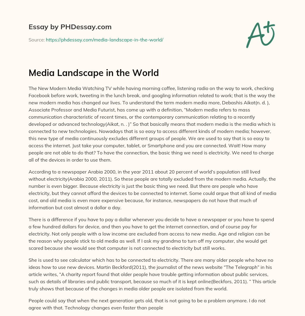 Media Landscape in the World essay