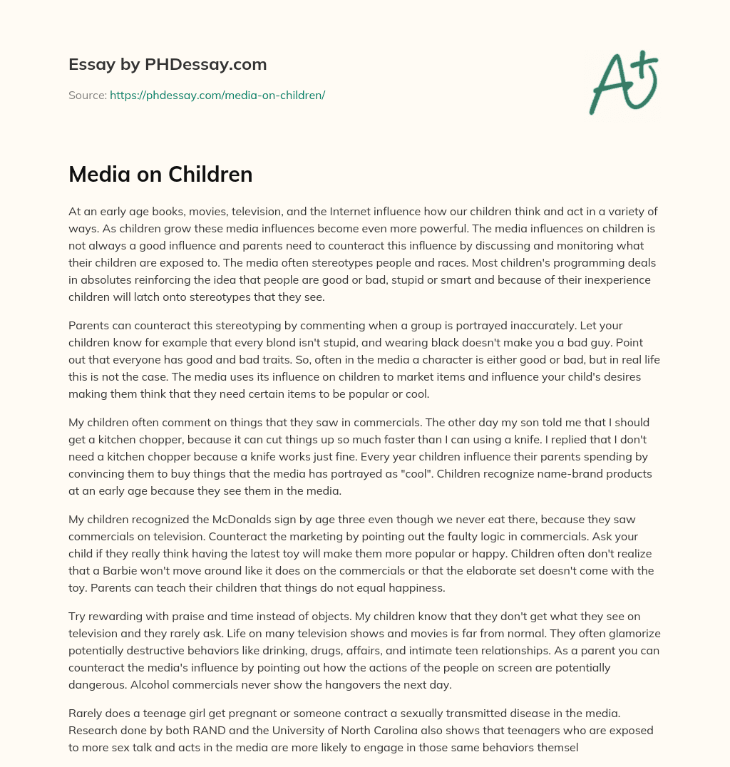 Media on Children essay