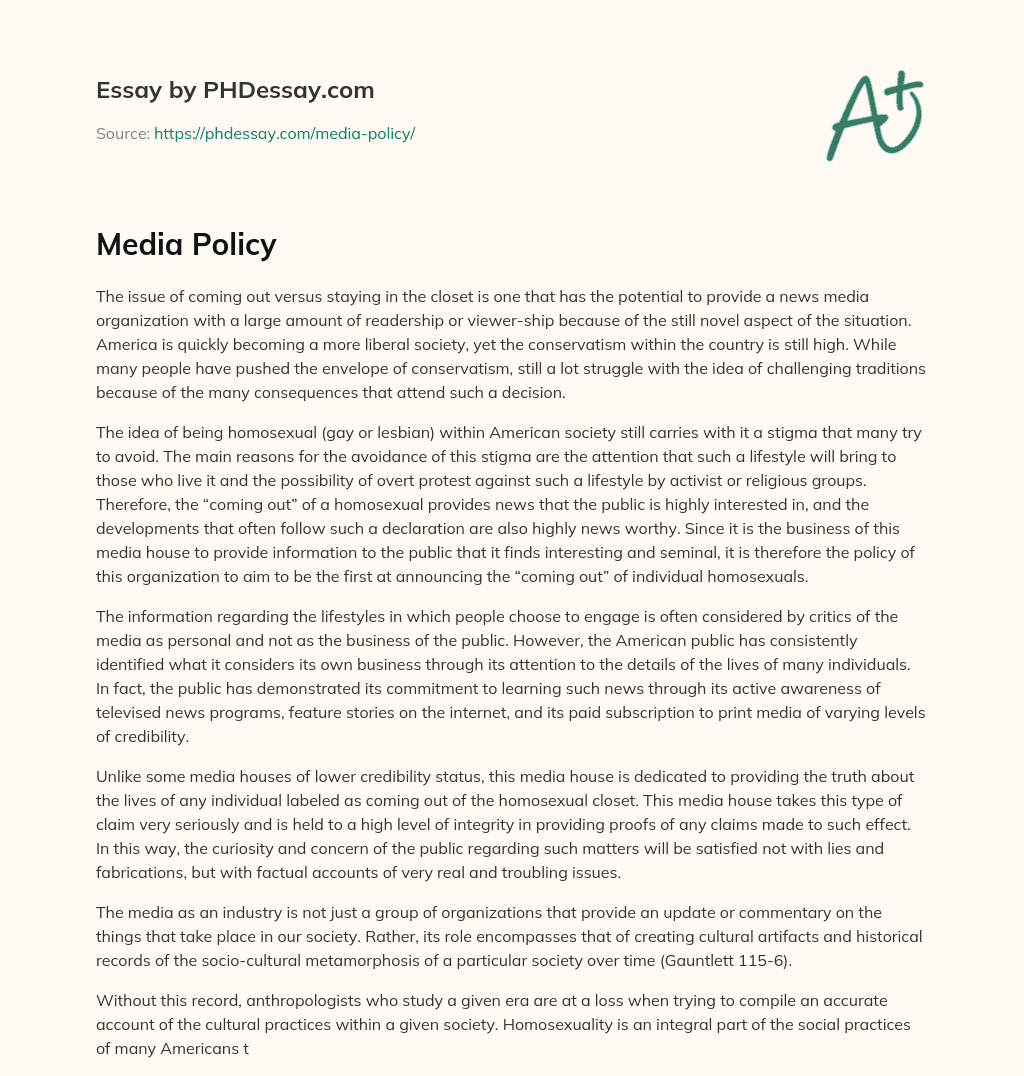 Media Policy essay