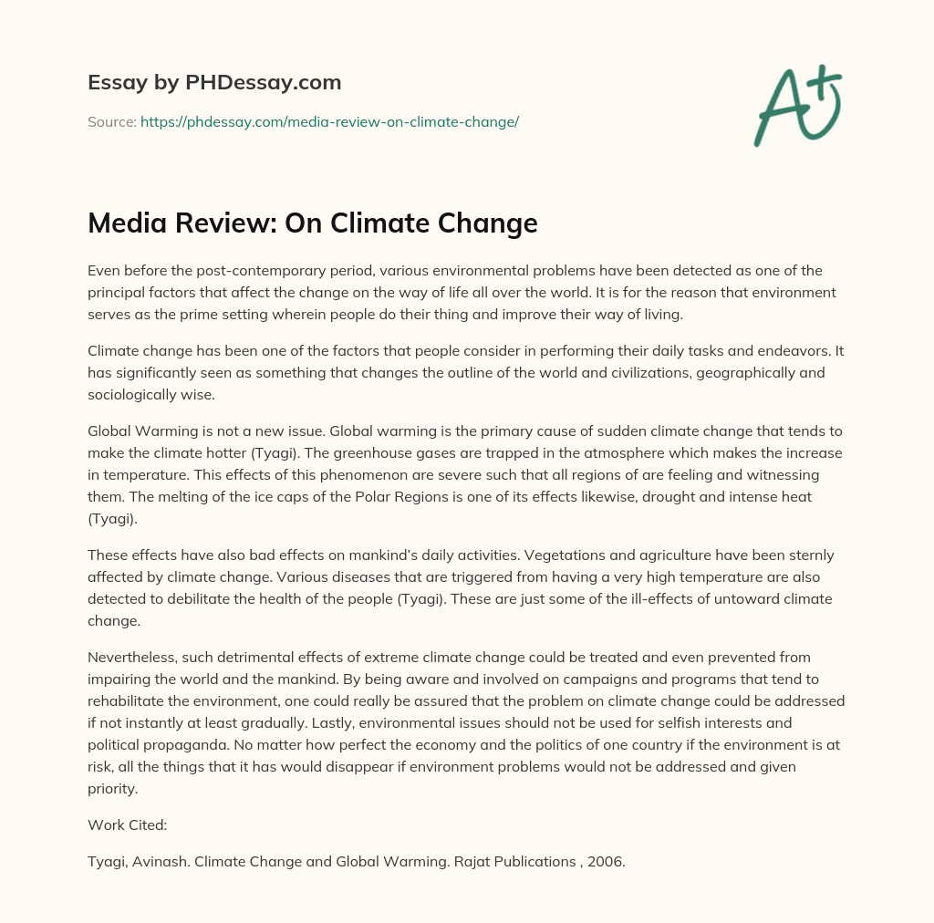 Media Review: On Climate Change essay