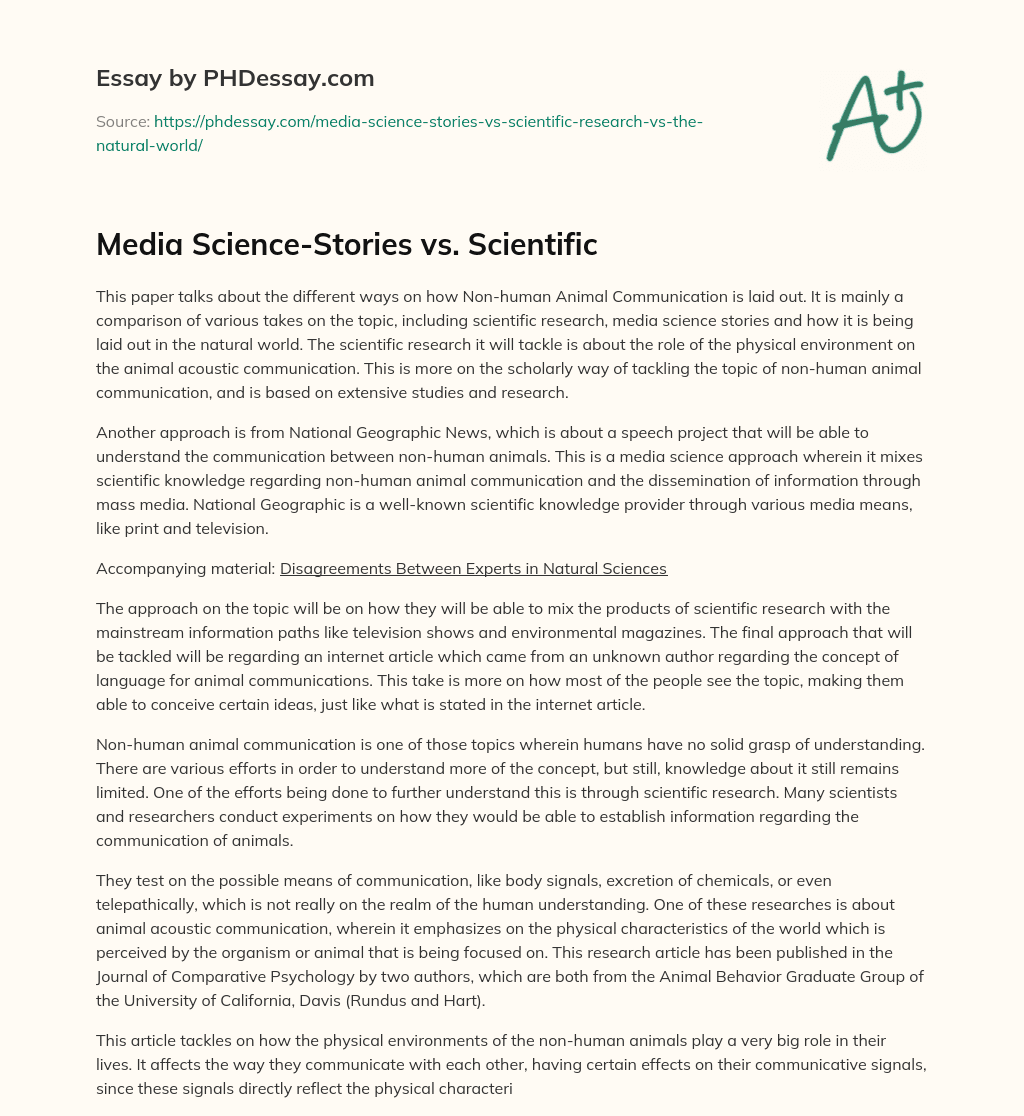 Media Science-Stories vs. Scientific essay