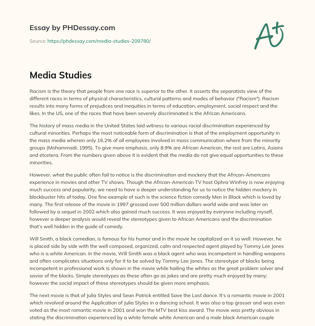 Media Studies essay