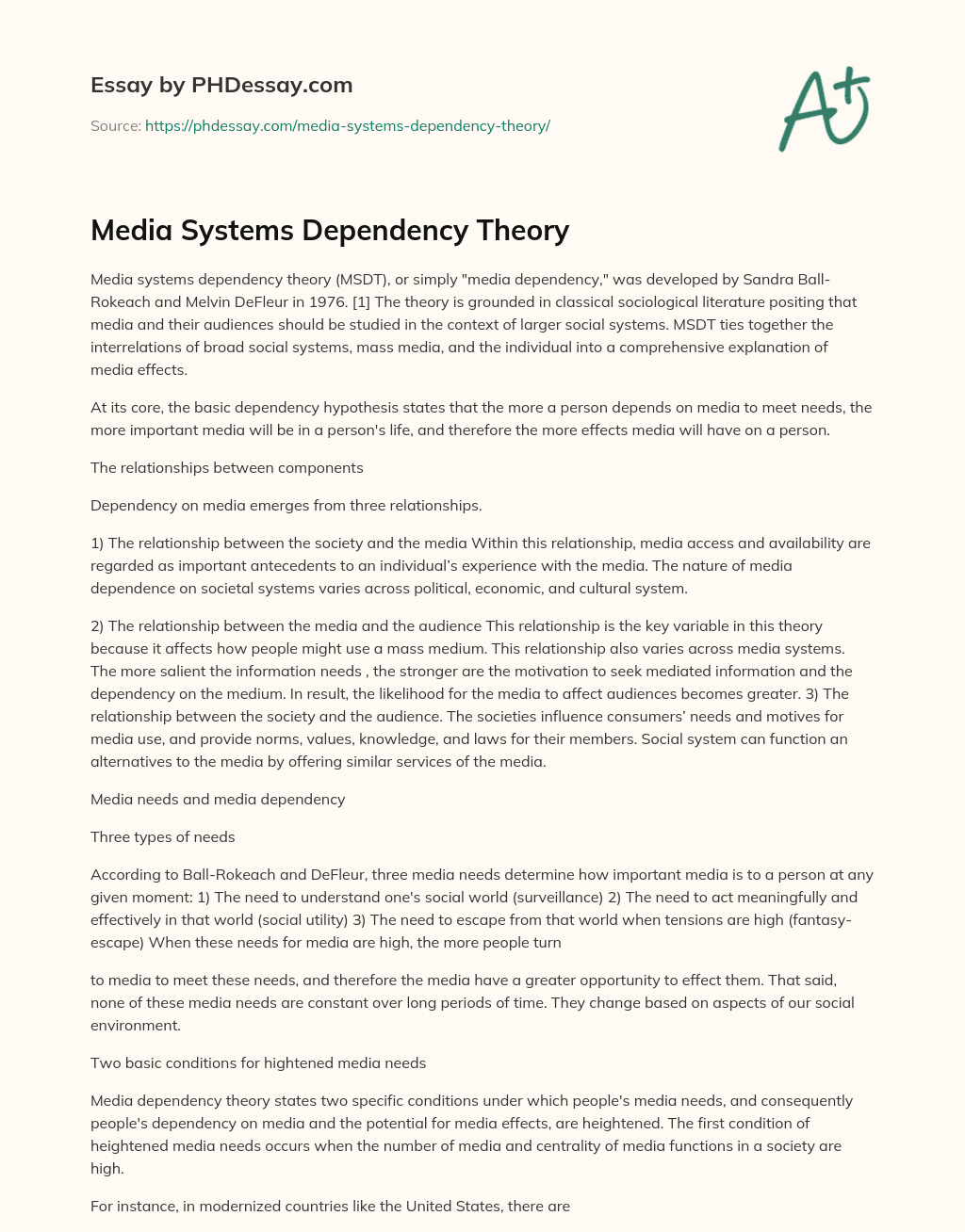 media dependency thesis