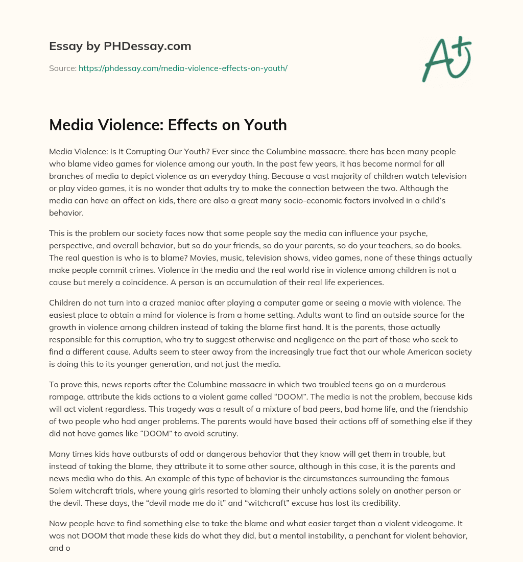 essay about youth violence