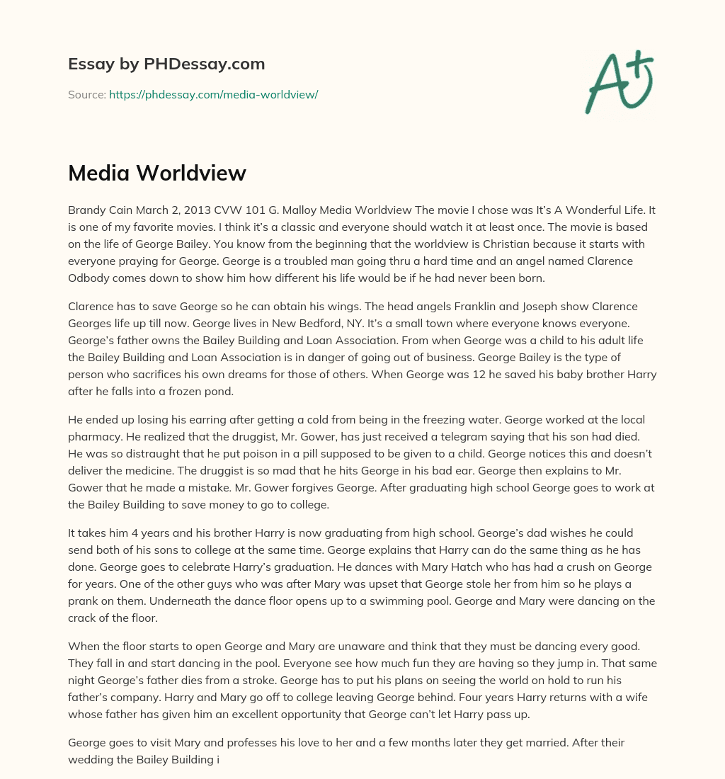 Media Worldview essay