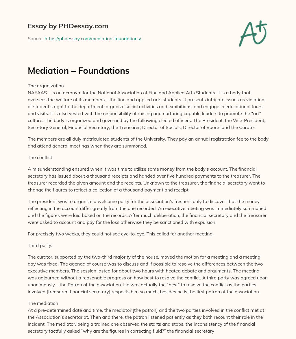 Mediation – Foundations essay