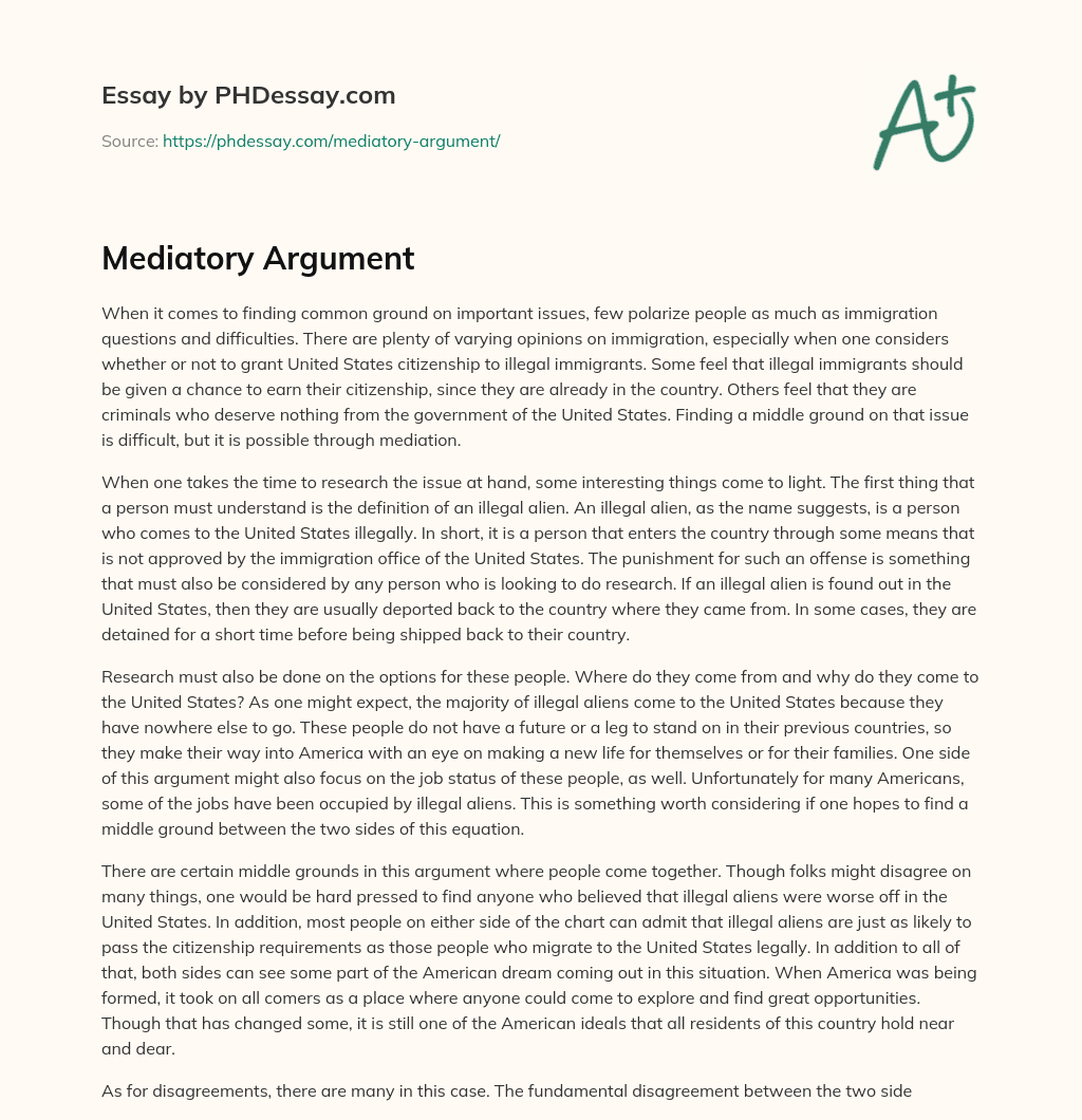 Mediatory Argument essay