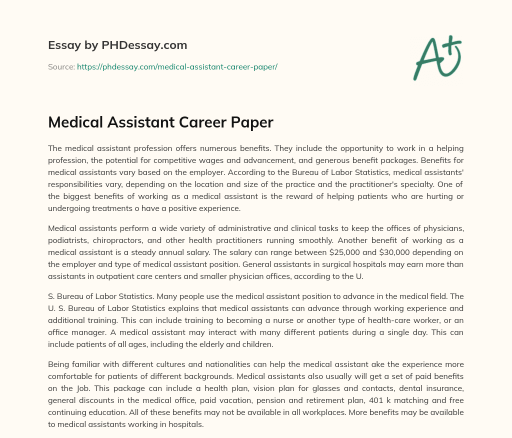 define medical assistant essay