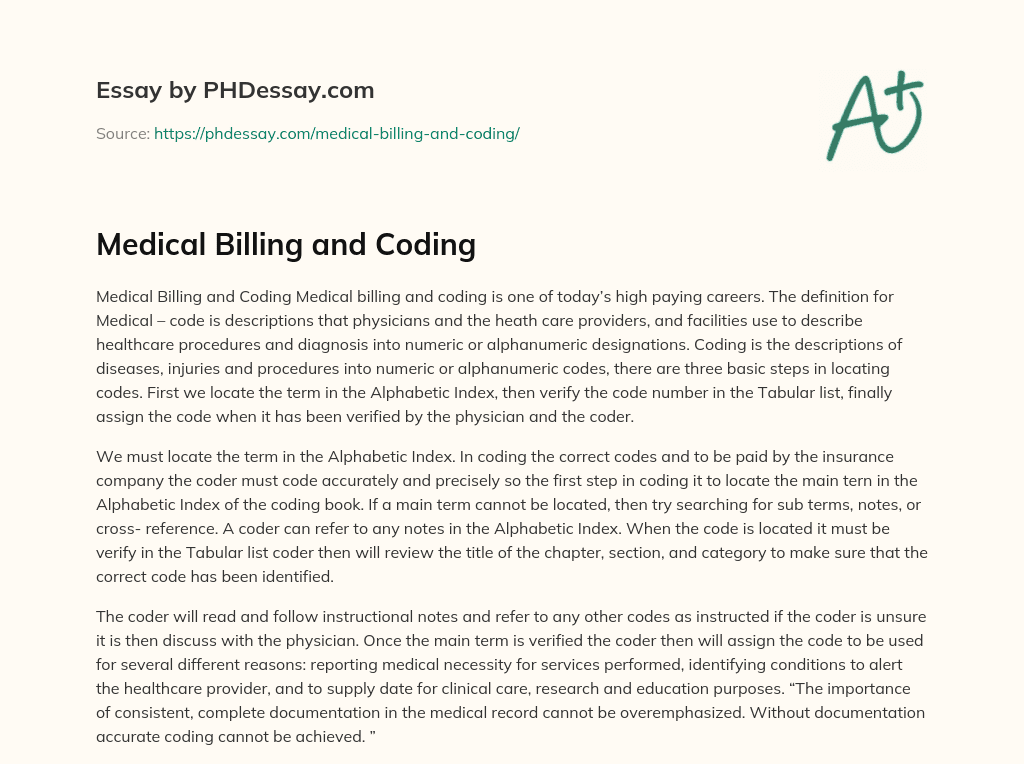 essay on medical billing and coding