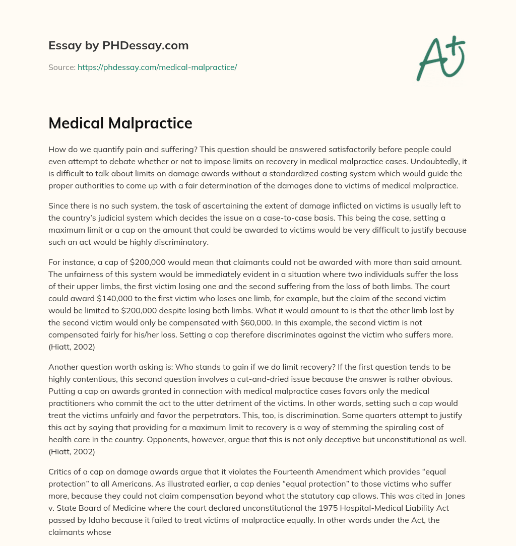 medical malpractice argumentative essay