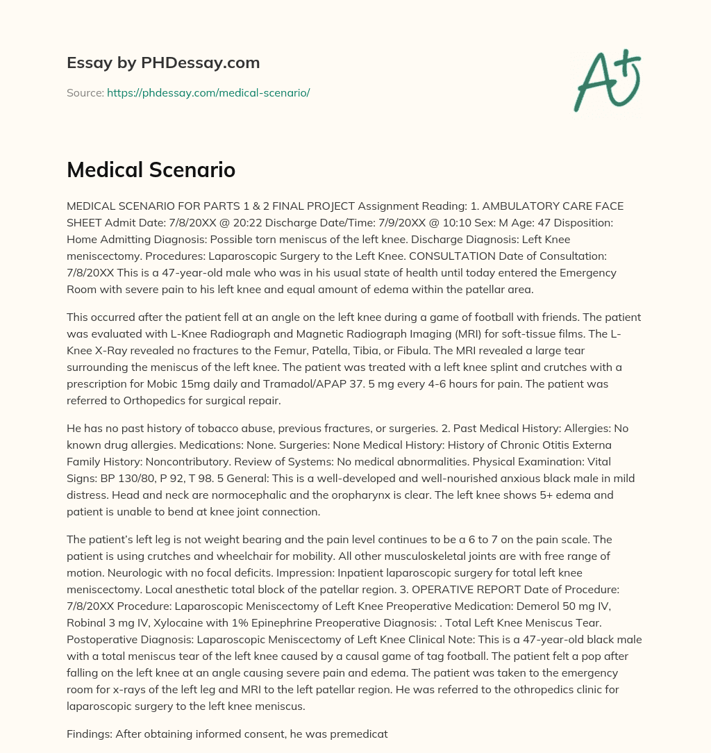 Medical Scenario essay