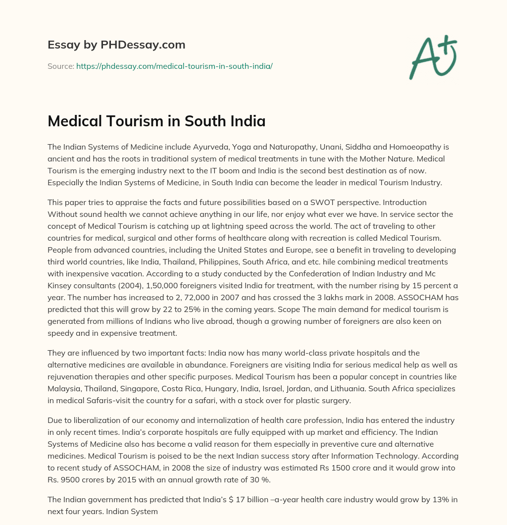 Medical Tourism in South India essay