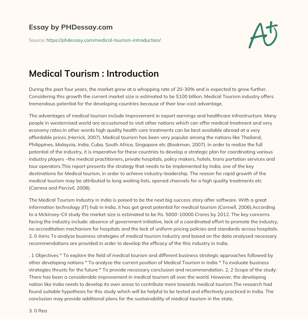 Medical Tourism : Introduction essay