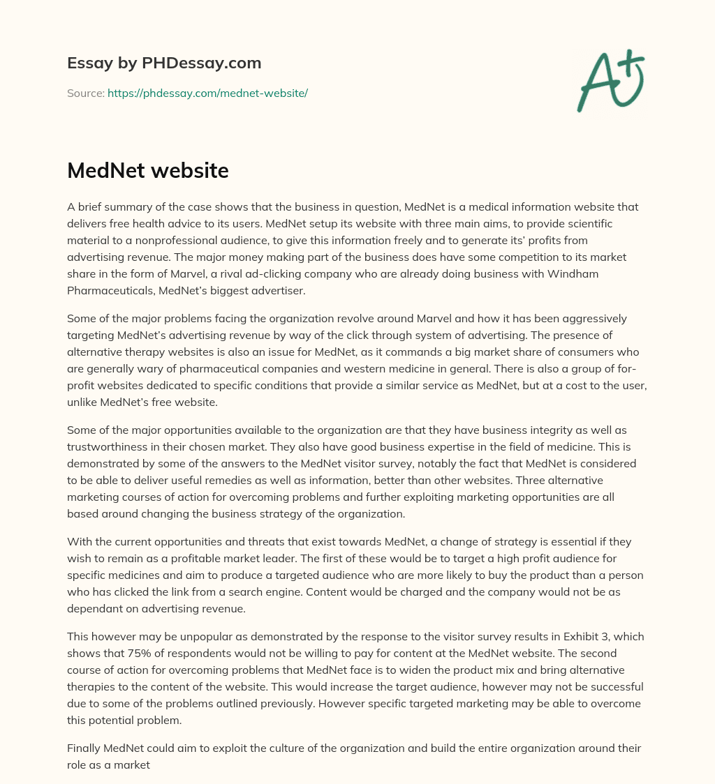 MedNet website essay