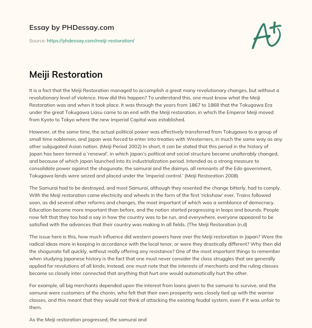 Meiji Restoration essay