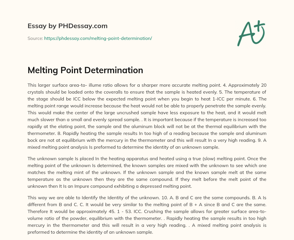 Melting Point Determination essay