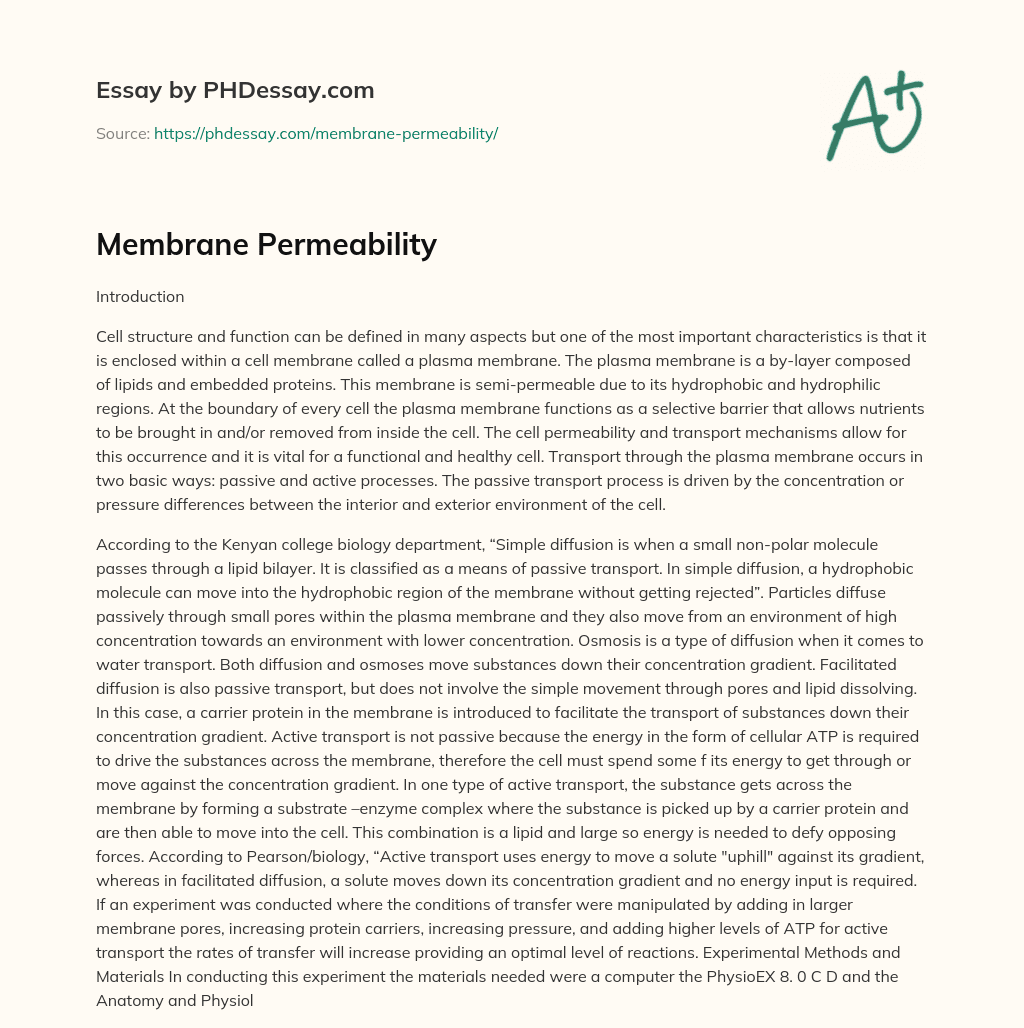Membrane Permeability essay