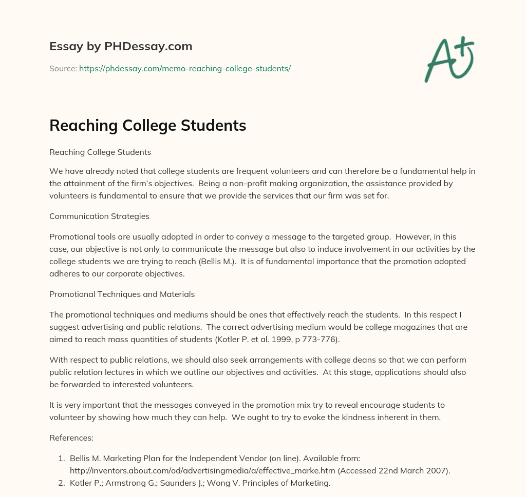 Reaching College Students essay