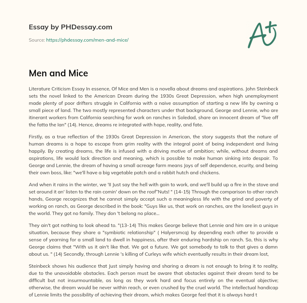 Men and Mice essay