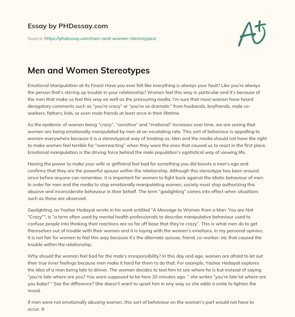Men and Women Stereotypes essay