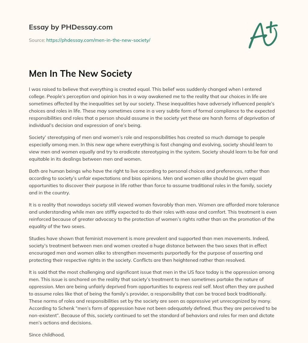 Men In The New Society essay