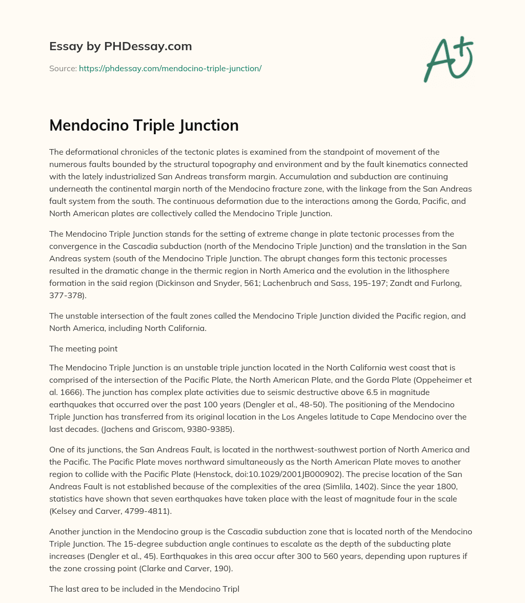 Mendocino Triple Junction essay