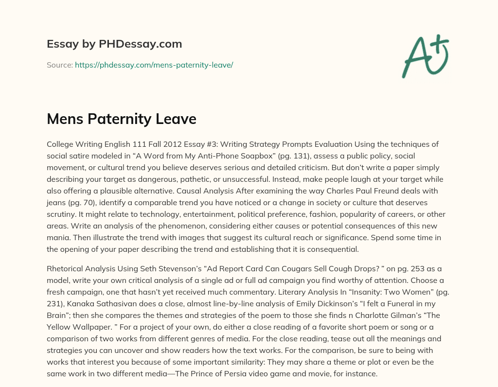 essay on paternity leave