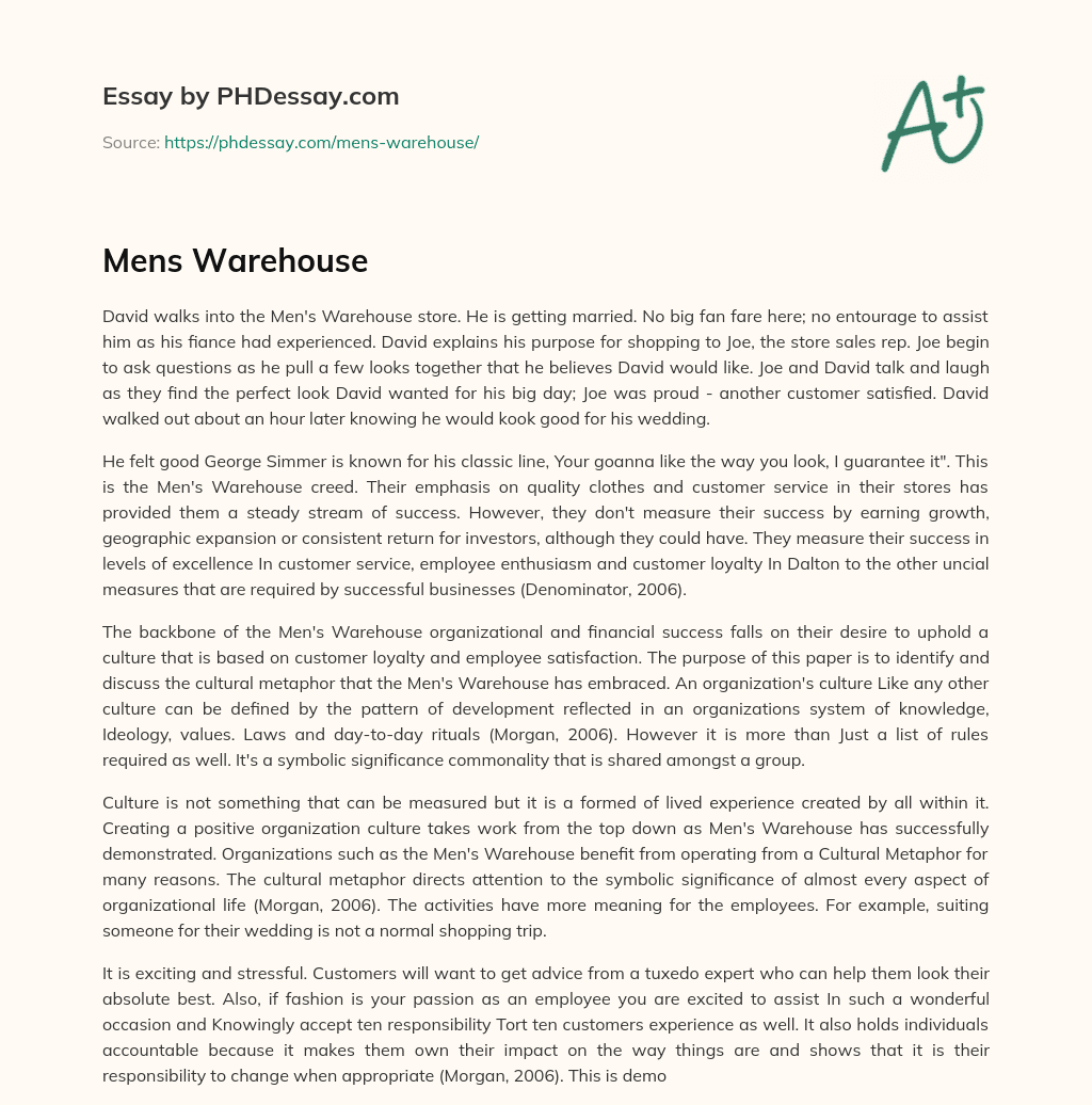 Mens Warehouse essay