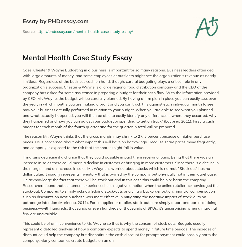 case study related to mental health