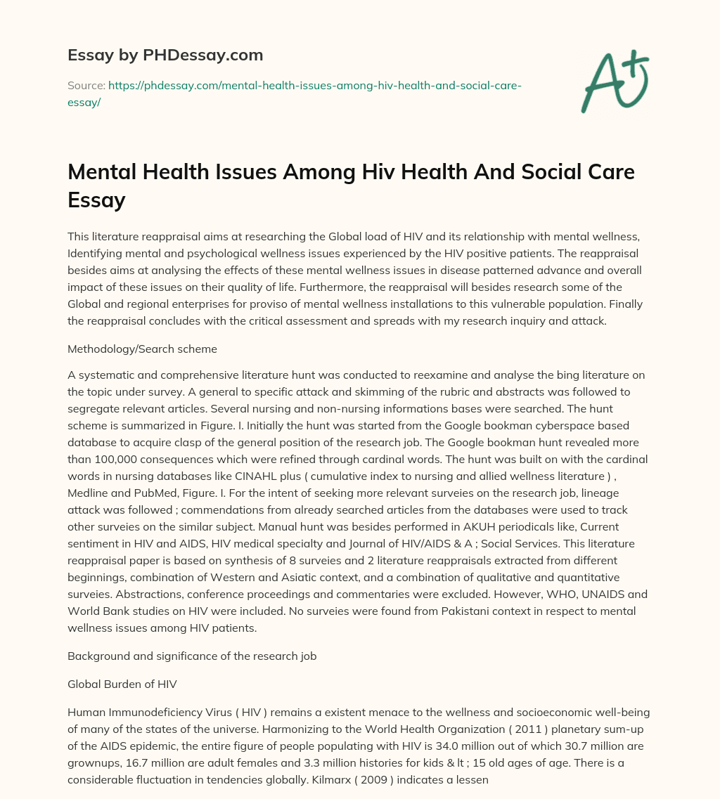 Mental Health Issues Among Hiv Health And Social Care Essay essay