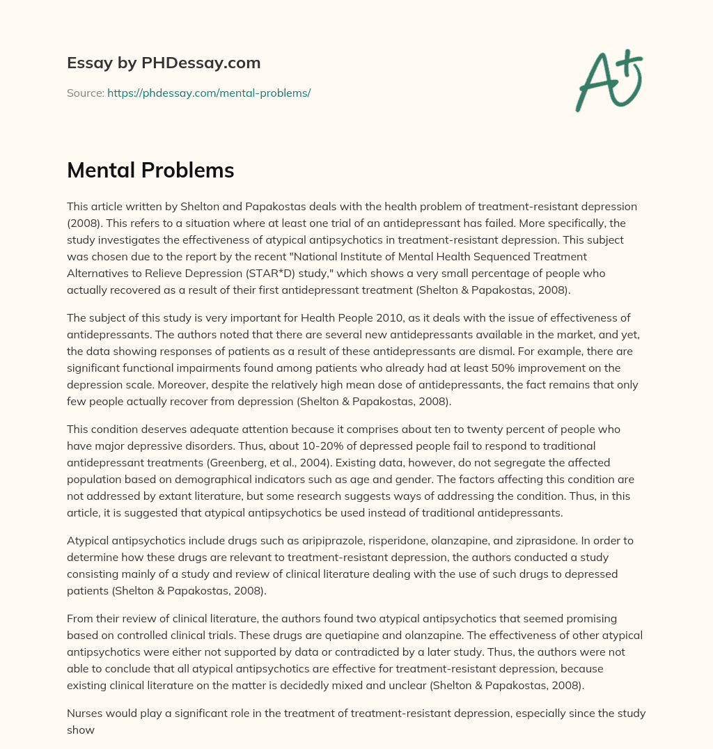 Mental Problems essay
