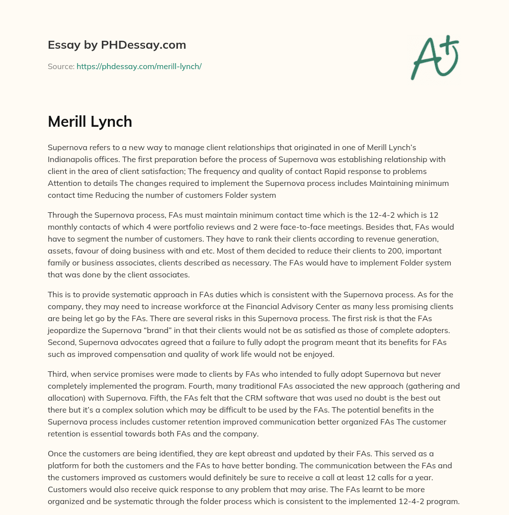 Merill Lynch essay