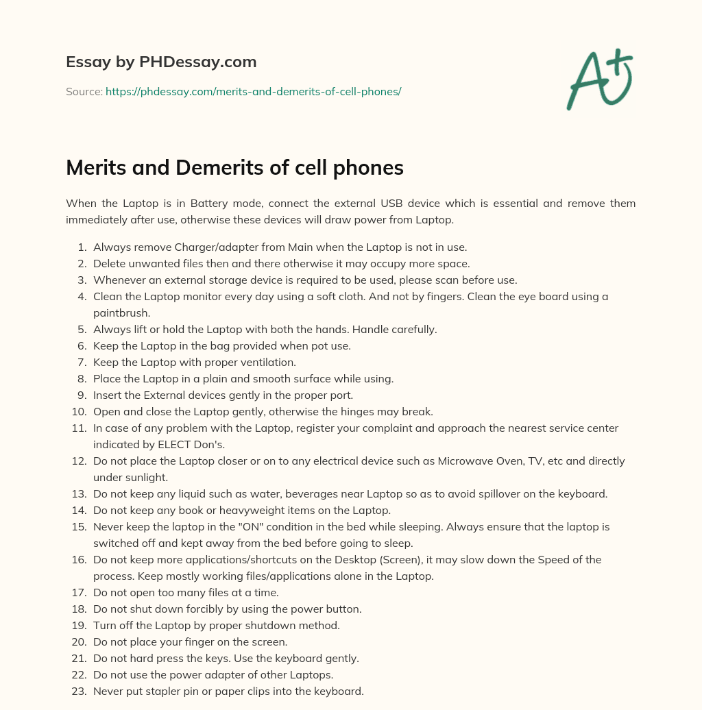 Merits and Demerits of cell phones essay