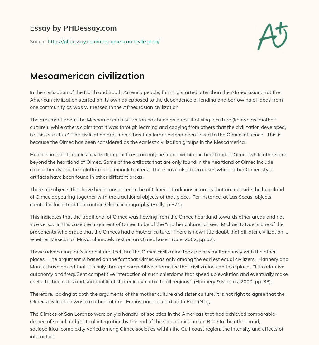 Mesoamerican civilization essay