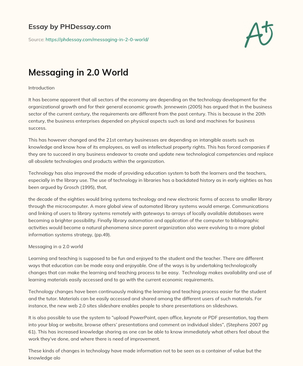 Technology as a Key Driver for Organizational and Economic Growth essay