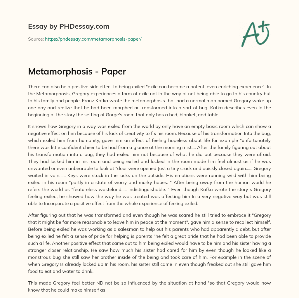 the metamorphosis summary essay