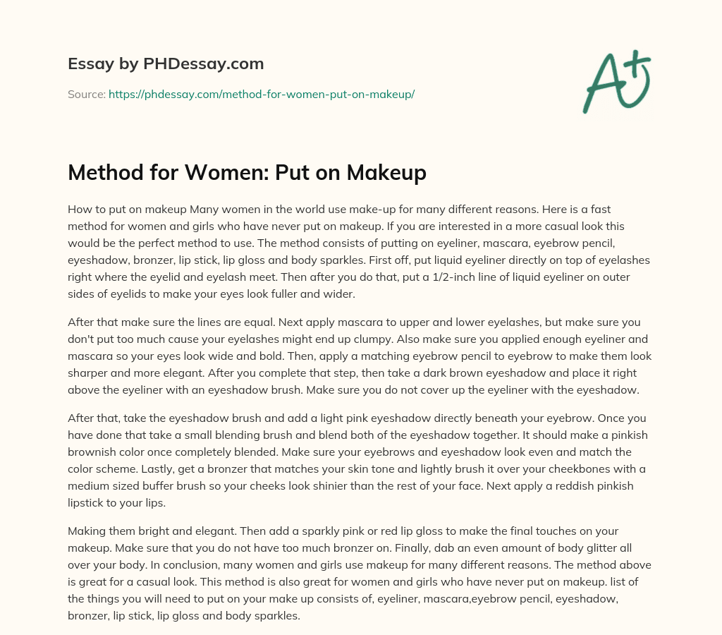 Method for Women: Put on Makeup essay