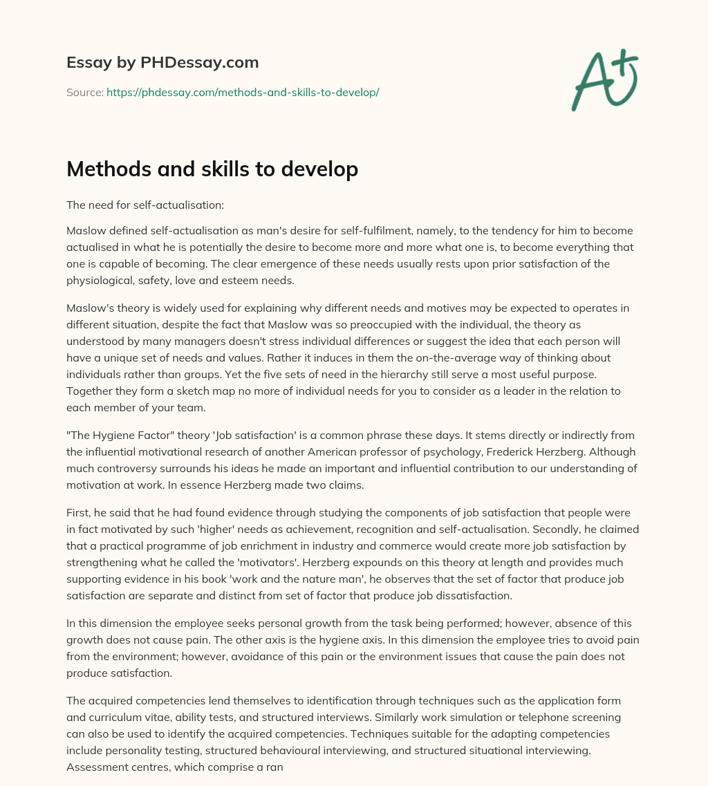 Methods and skills to develop essay