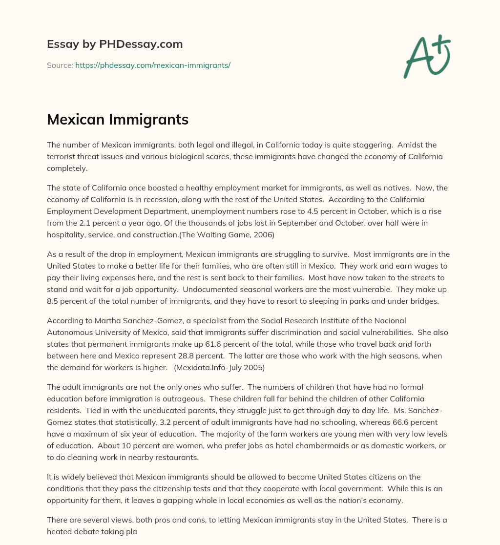 Mexican Immigrants essay