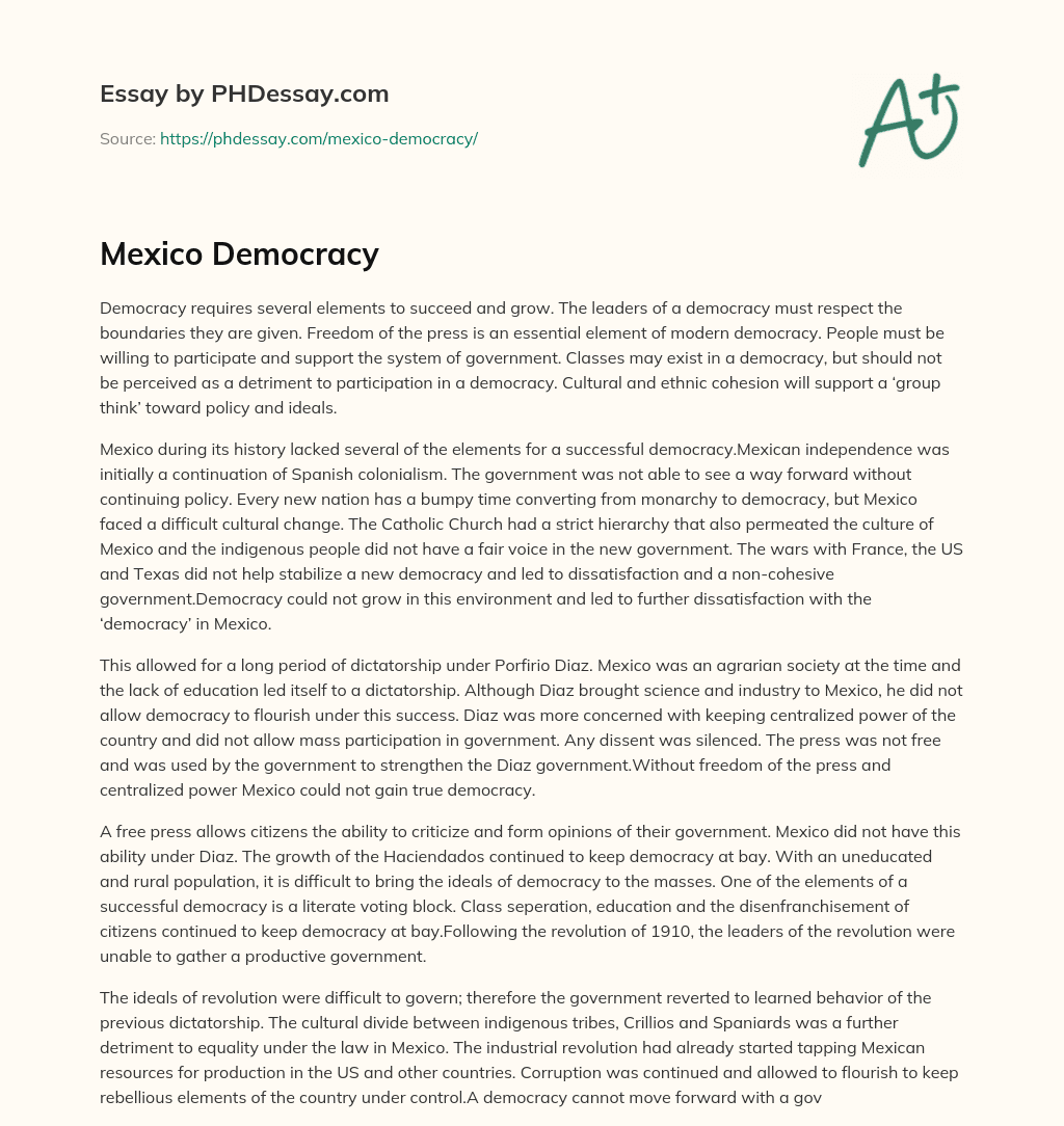 Mexico Democracy essay
