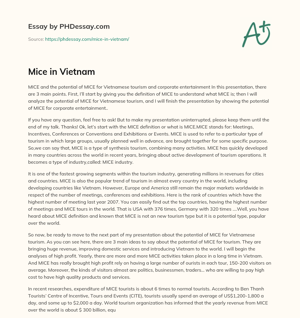 Mice in Vietnam essay